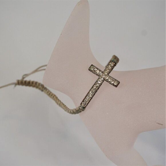 Sideways Cross Wrap Bracelet Adjustable Ties Unisex - Picture 3 of 4